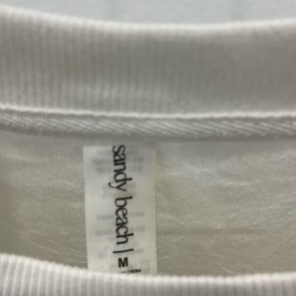 Sandy Beach Women's MD Seashell Pattern Terry Cloth Cropped Pullover Top - Picture 4 of 4